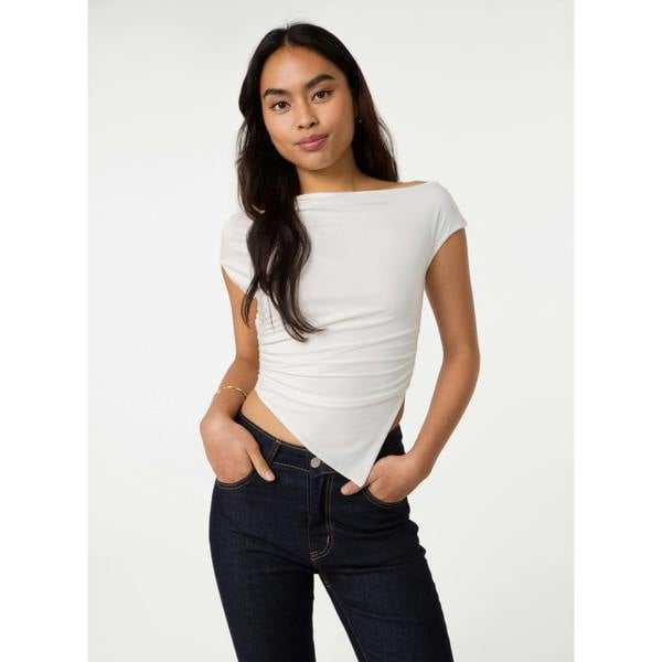 Pink Vanilla Asymmetric Shoulder Top