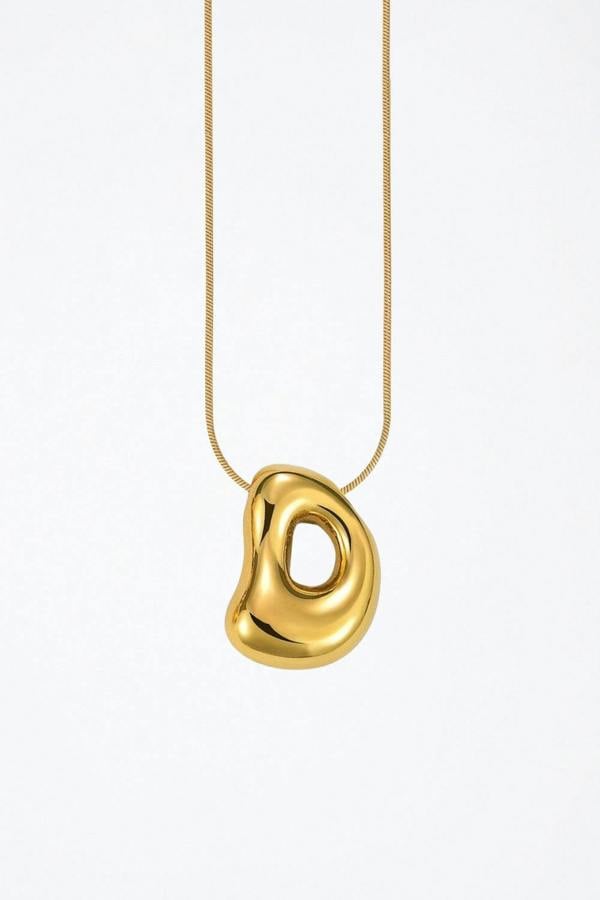 Serla Bubble Initial Gold Plated Necklace Letter D