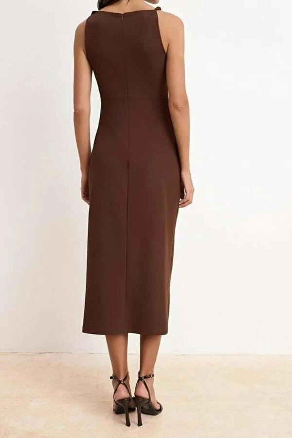 WOVCOR Bodycon Square Neck Sleeveless Knit Dress