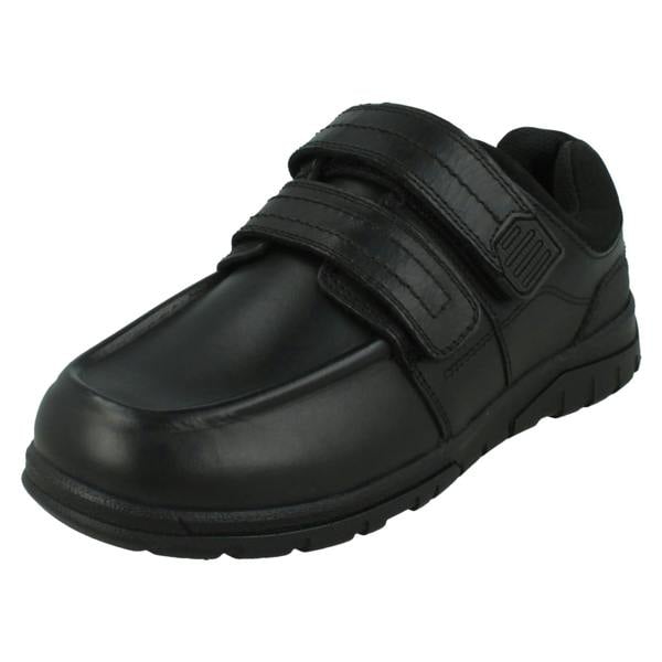 Spot On Boys Double Strap Black Leather School Shoes N1153