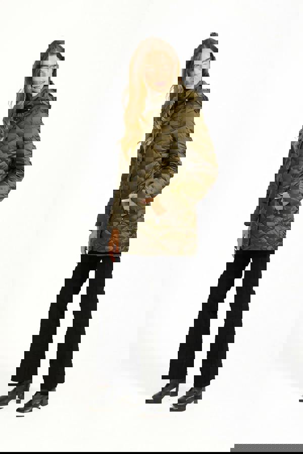 Mudflower Diamond Quilted Jacket With Adjustable Hood