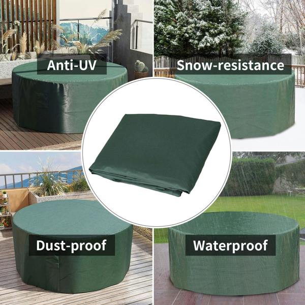 Green round patio furniture cover: waterproof, dust-proof, anti-UV, snow-resistant