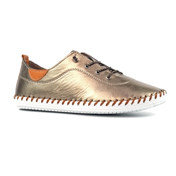 Lunar Women's St Ives Metallic Leather Plimsolls - Gold