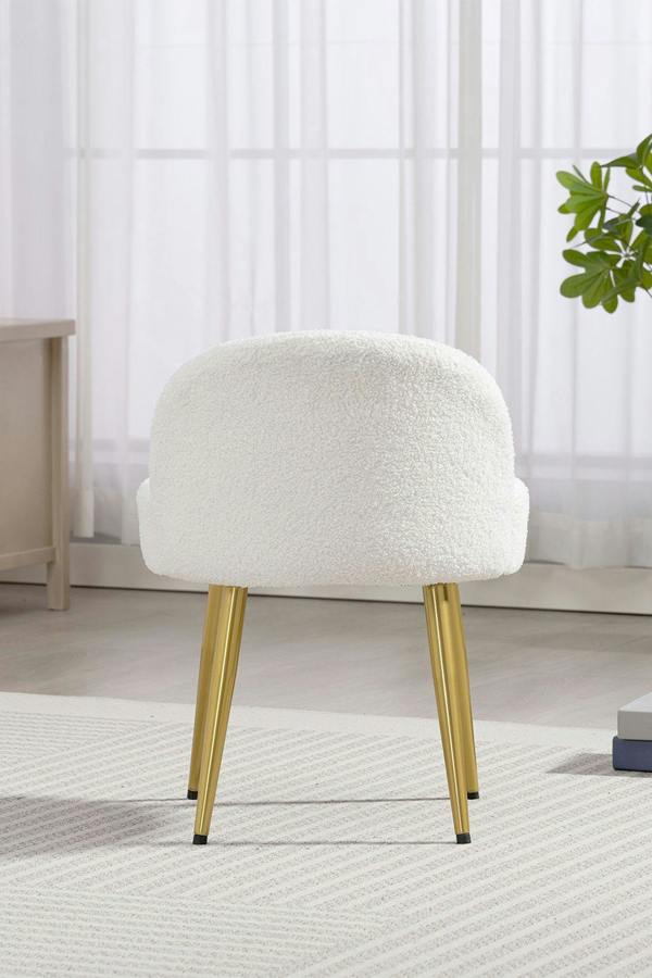 Living and Home Teddy Fleece Dressing Table Stool with Iron Legs