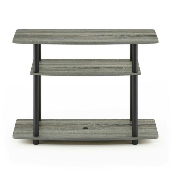 WALPLUS Turn N Tube No Tools | Modern Furniture Piece for Stylish and Functional Home Use | 3 Tier TV Stands, French Oak Grey/Black