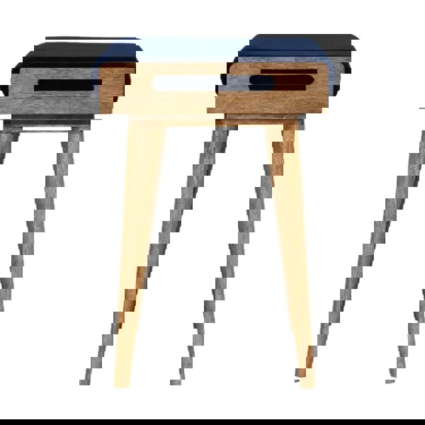 Artisan Furniture Solid Wood Royal Blue Velvet Tray Footstool