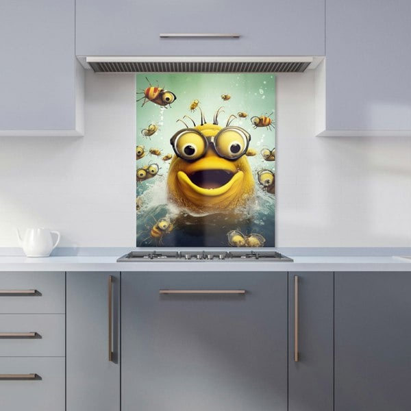 Warren Reed - Designer Happy Worm And Bees Splashart Kitchen Splashback