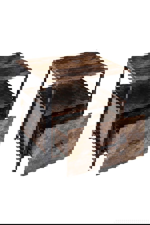 Living and Home 55cm W x 51cm D x 56cm H Industrial 1 Drawer Bedside Table Bedroom