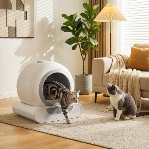 PawHut Self Cleaning Cat Litter Tray, Automatic Litter Tray with APP Control