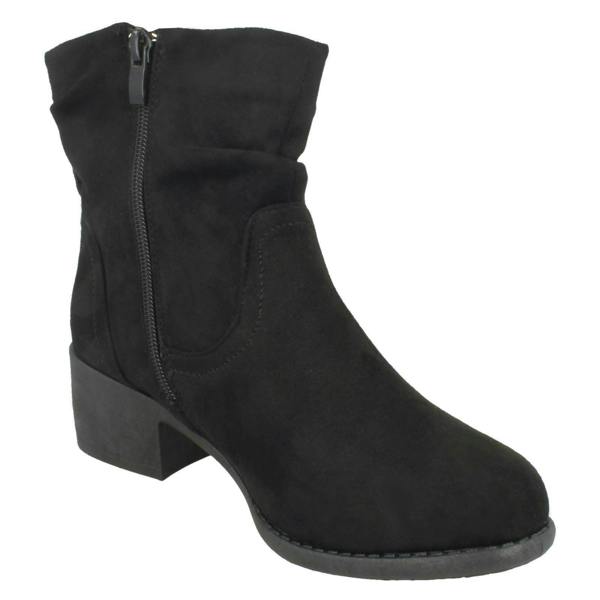 Spot On Ladies Spot On Rouched Ankle Boots