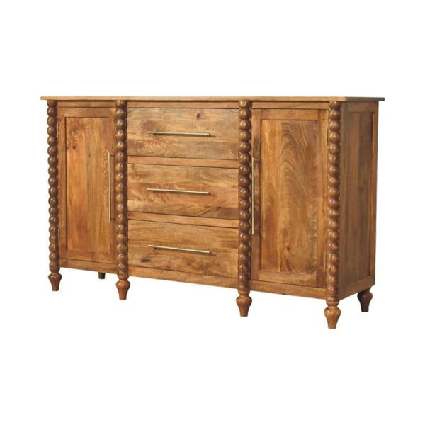 Artisan Furniture Solid Mango Wood Spindle Sideboard, Mango brown