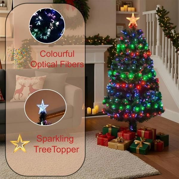 6ft Fibre Optic Christmas Tree, Multicolour LED Pre-Lit with 8 Light Modes, PVC Green Tips image 8