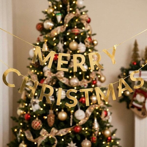 Garden Greatness Shiny Gold Merry Christmas Message Bunting