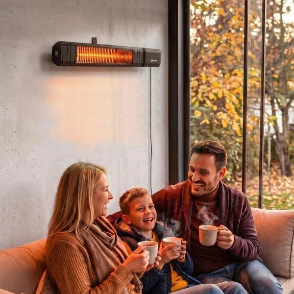 Bobobiy 2000 W Electric Infrared Patio Heater, IP65 Outdoor Garden Heater with APP/Touch/Remote Control, 9 Heat Settings, Black