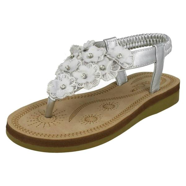 Spot On Girls Spot On Toepost Flower Trim Sandals