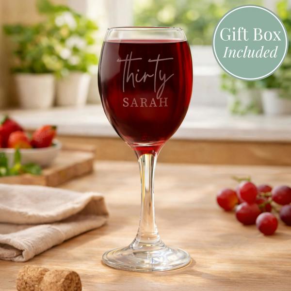 Abode Home & Gifts Personalised Age And Name Wine Glass