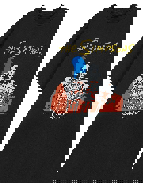The Simpsons Mens Black Skeleton Couch Short Sleeved T-Shirt