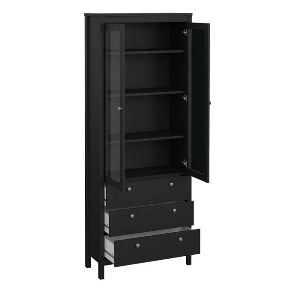 Wyld Haus Gossmere Matt Black China Cabinet 2 Doors 3 Drawers