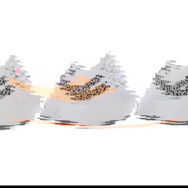 Superga Womens/Ladies 2953 Cotu Cheetah Print Cowhide Leather Trainers - White - 