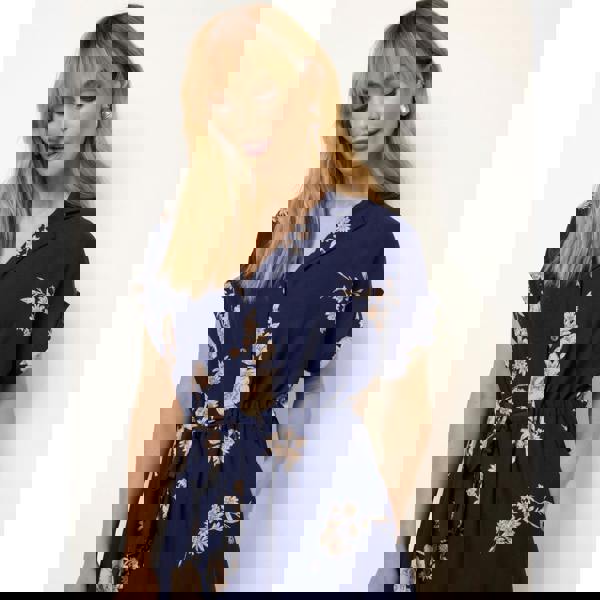 Blue Vanilla Drawstring Midi Shirt Dress