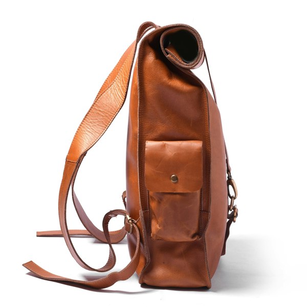 107 Leather Rolltop Backpack- Tan - DÖTCH CLUB