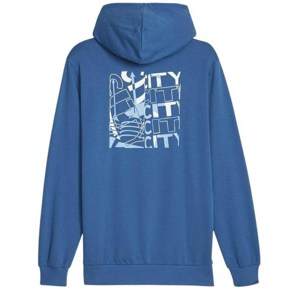 Puma Mens Manchester City FC Cotton Blend Hoodie - Lake Blue - 
