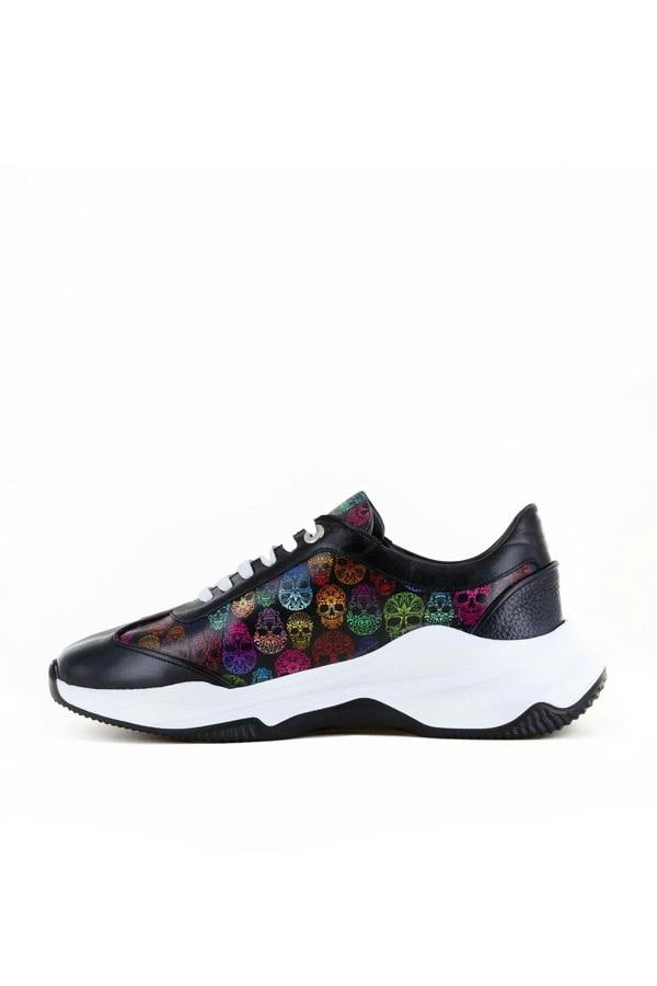 SKULL PRINT LEATHER TRAINERS - Premium Men's Patterned Shirt by Claudio Lugli | Bold Design, Tailored Fit, Best Printed Shirts