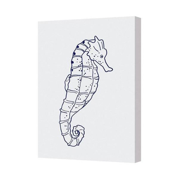 Benjamin Tate Design Seahorse Canvas Wall Art Print Minimalist Line Drawing Ocean Decor
