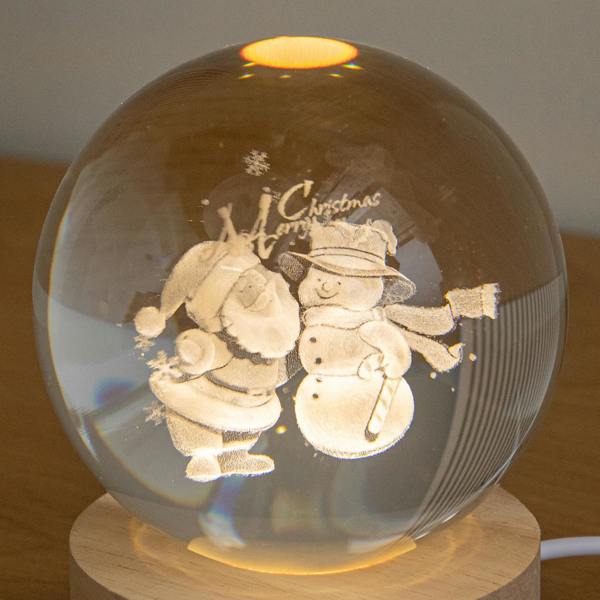 Samuel Alexander 10cm USB Powered Etched Santa & Snowman Christmas Light up Globe