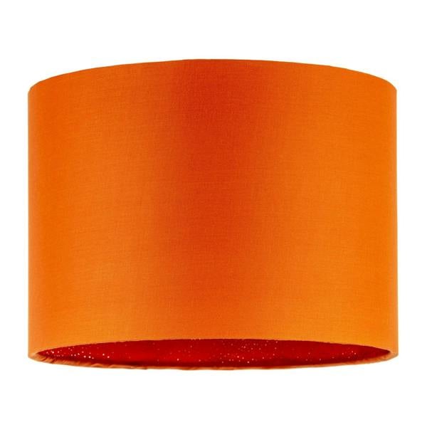 Contemporary Drum Lamp Shade in Vibrant Orange Cotton Blend Fabric Image 1