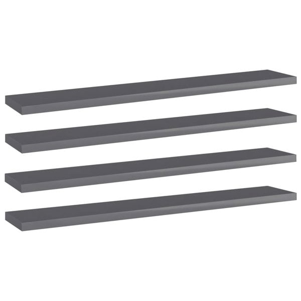 Berkfield Bookshelf Boards 4 pcs High Gloss Grey 60x10x1.5 cm Engineered Wood