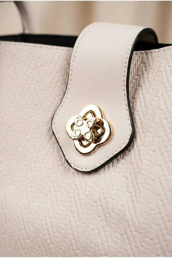Ines Woven Panel Crossbody Bag - Beige