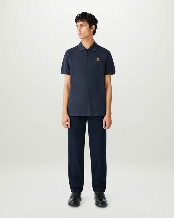 Belstaff Mens Logo Polo - Dark Ink | CHO | Designer Mens Short Sleeve Polo Shirts