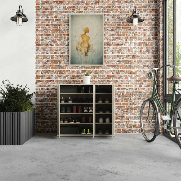 Furniture To Go Alice Springs Shoe Cabinet with 3 Doors Push-to-Open in Sand