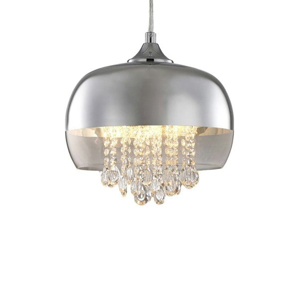 Milagro Luna Pendant 21CM 1XE14 Designer Light Crafted From A Chrome Fitting And Glass Shades With Suspended Crystals