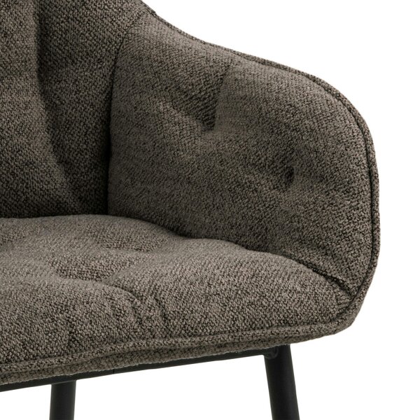 Wyld Haus Buttonfern Set of 2 Vintage Brown Diamond Upholstered Dining Chairs with Armrest