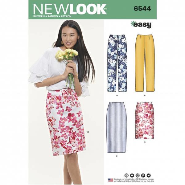 New Look Sewing Pattern 6544, Trousers, Skirts for Women, A (10-12-14-16-18-20-22) - Easy