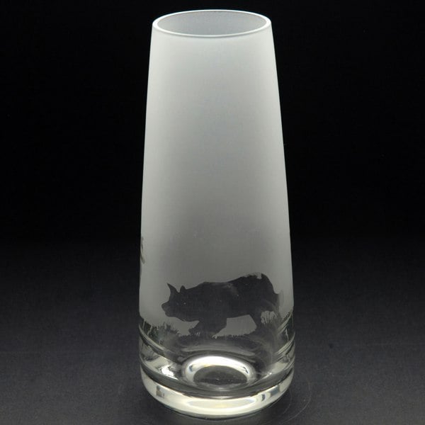 Glyptic Glass Art Border Collie Dog Glass Bud Vase - Hand Etched/Engraved Gift