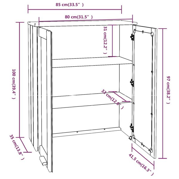 Berkfield Top for Highboard HAMAR White 85x35x100 cm Solid Wood Pine