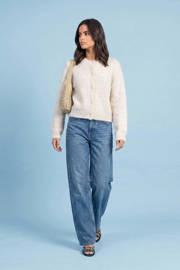 Urban Bliss Wool Blend Cropped Cardigan Cream