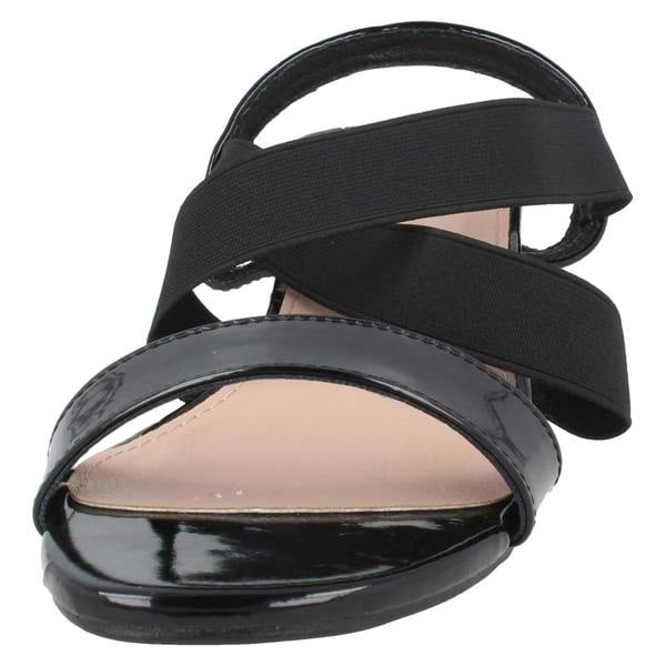 Spot On Ladies Spot On Slip On Cross Strap Low Heel Smart Sandals F12082