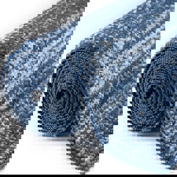 Blue colour rug, Non-shedding, stain-resistant, and pet-friendly.