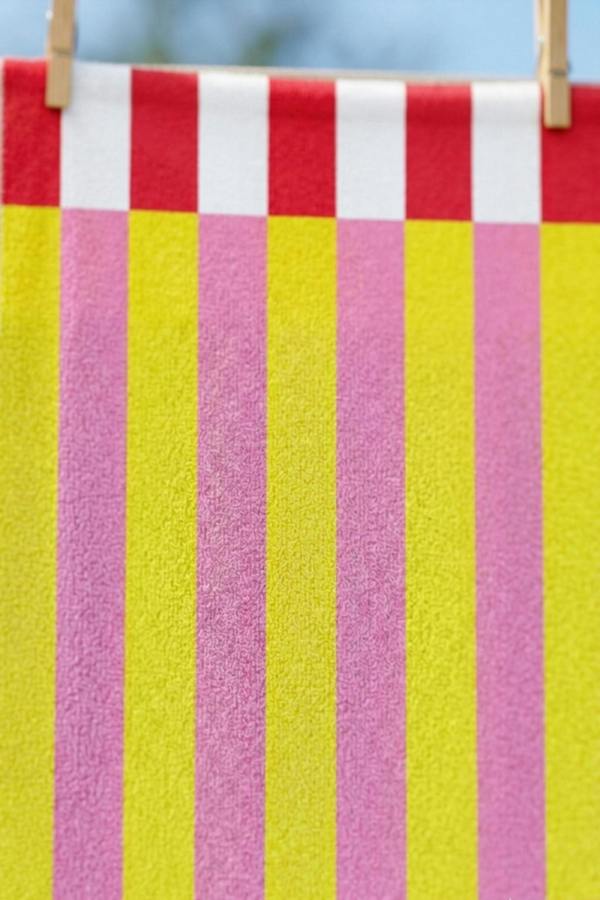 Dyzi Contrasting Stripe Cotton Beach Towel Soft Absorbent 70x152cm