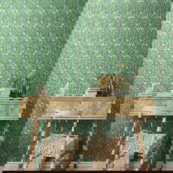 Hoopla Walls Meadow Stripe - Leaf & Peony 10m Wallpaper