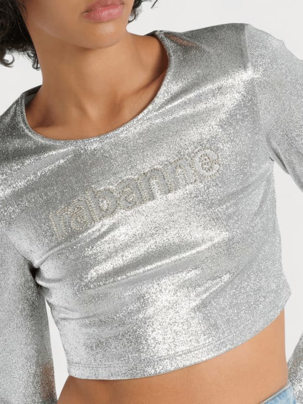 Rabanne Cropped Long Sleeve Top Silver - Supplied FashionRabanne