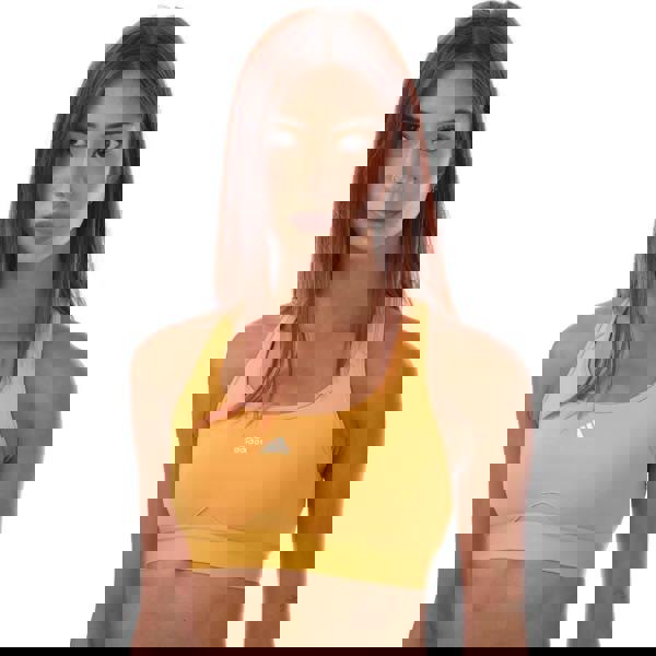 Adidas Womens/Ladies Powerreact Medium Support Training Sports Bra - Yellow - 