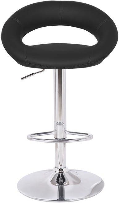 Lamboro Sorrento Real Leather Kitchen and Breakfast Bar Stool, Height Adjustable Swivel Gas Lift, Black