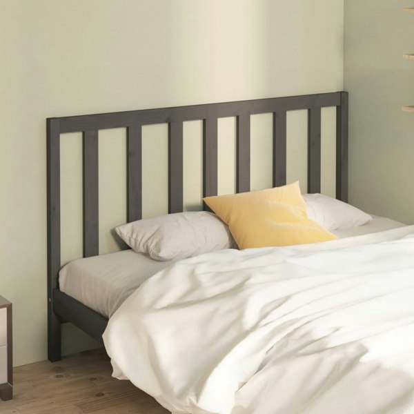 Berkfield Bed Headboard Grey 126x4x100 cm Solid Wood Pine