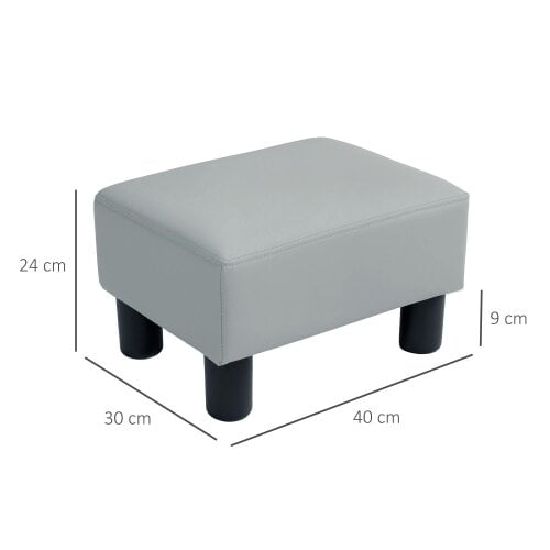 Wyld Haus Relata Faux Leather Grey Cube Footstool With Black Legs