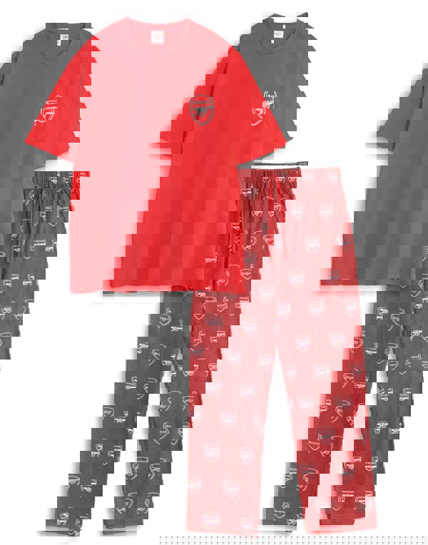 Arsenal Mens Red Logo Short Sleeve Long Leg Pyjama Set